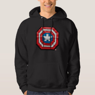 16-Bit Pixelated Captain America Shield Hoodie