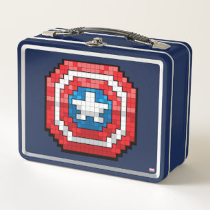 16-Bit Pixelated Captain America Shield Metal Lunch Box