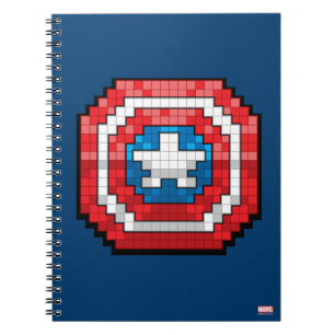 16-Bit Pixelated Captain America Shield Notebook