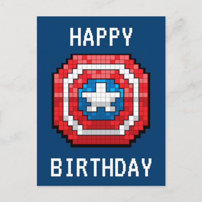 16-Bit Pixelated Captain America Shield Postcard (Front)
