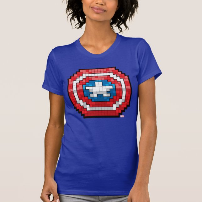 16-Bit Pixelated Captain America Shield T-Shirt (Front)