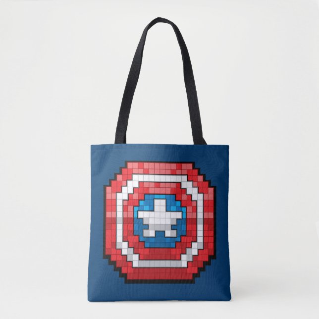 16-Bit Pixelated Captain America Shield Tote Bag (Front)
