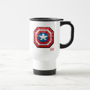 16-Bit Pixelated Captain America Shield Travel Mug
