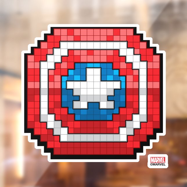 16-Bit Pixelated Captain America Shield Window Cling (Sheet 2)