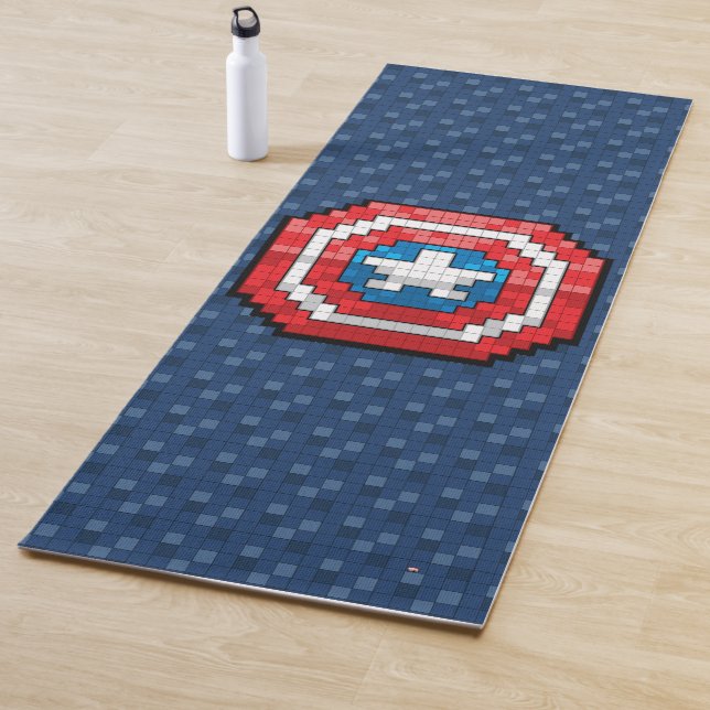 16-Bit Pixelated Captain America Shield Yoga Mat (In Situ)