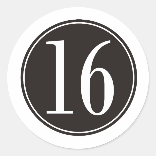 #16 Black Circle (front) Classic Round Sticker (Front)