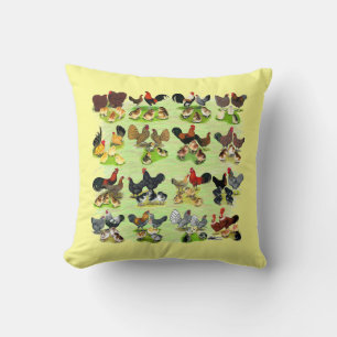 16 Chicken Families Throw Pillow