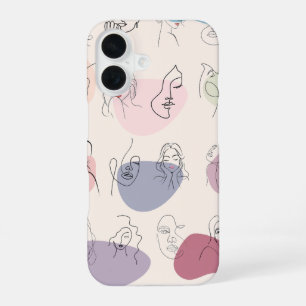 16 Coque iphone d'art branché Abstrait Woman Line
