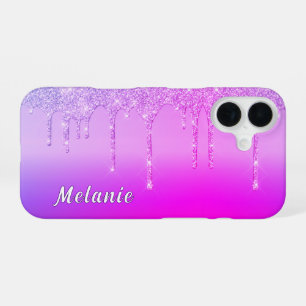 16 Coque iphone de néon rose violet avec nom personna