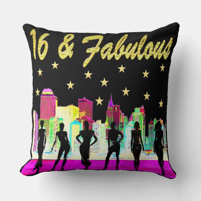 16 & FABULOUS NYC DIVA DESIGN THROW PILLOW (Front)