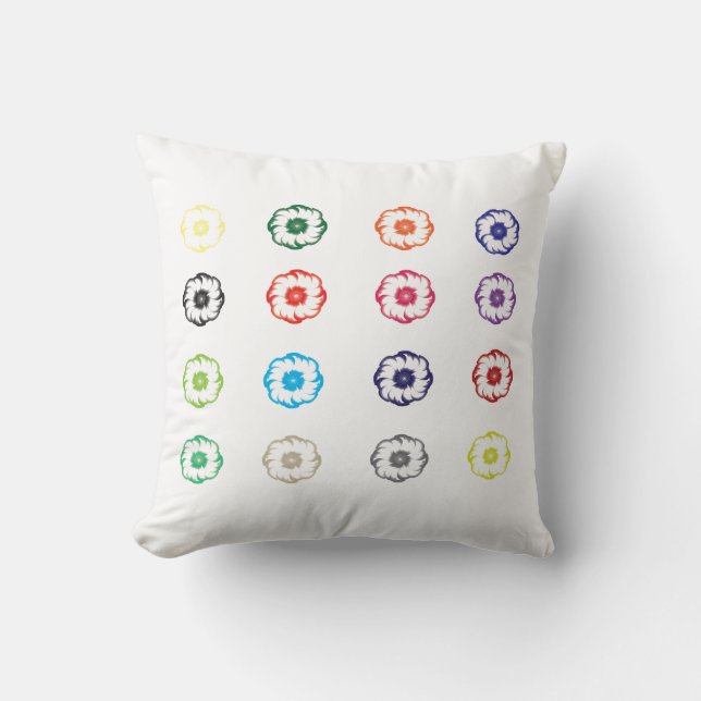 16 Flowers Throw Pillow (Front)