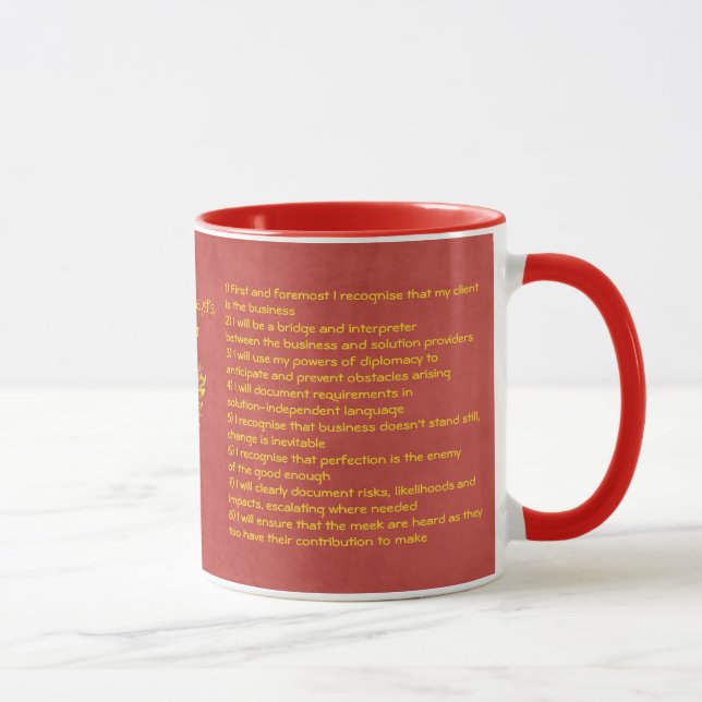 16 golden rules of the Business Analyst Charter Mug (Right)