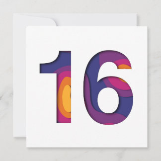 16 Happy 16th Birthday Purple Pink Yellow Cutout Holiday Card