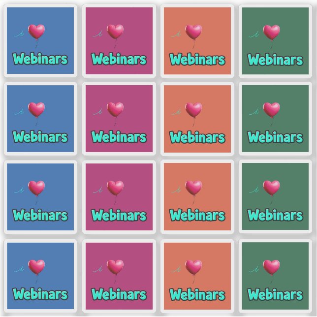 16 I Love Webinars Stickers 4 Colours (Front)