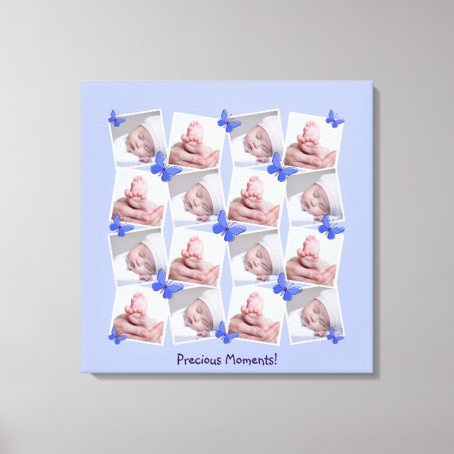16 Images Collage Precious Moments Periwinkle Blue Canvas Print (Front)