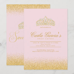 16 invitations Gold & Sparling