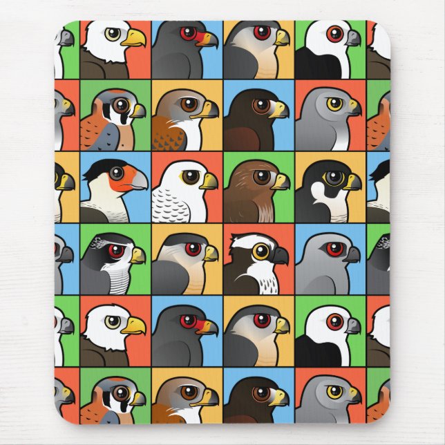 16 North American Raptor Profiles (tiled) Mouse Pad (Front)