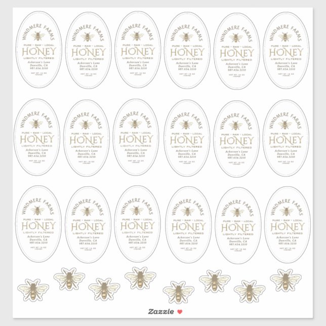16 or 32oz Waterproof Queenline Honey Jar Labels (Sheet)