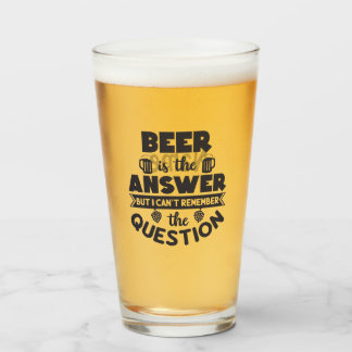 16 oz (ounce) pint beer glass – "Beer Answer"