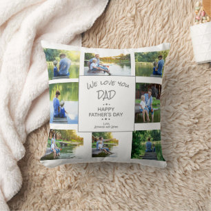 16 Photo Collage Father's Day Keepsake  Throw Pillow