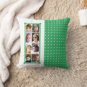 16 photo collage polka dots throw green pillow