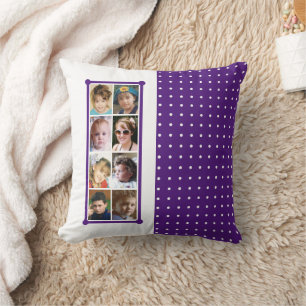 16 photo collage polka dots throw purple pillow