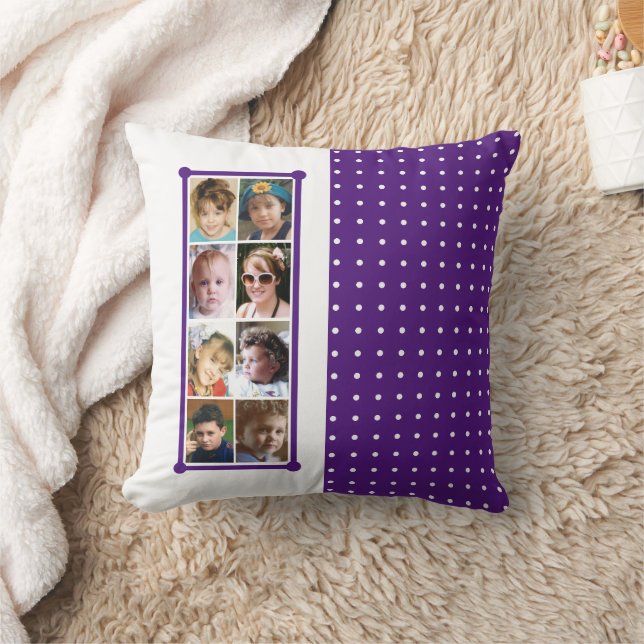 16 photo collage polka dots throw purple throw pillow (Blanket)