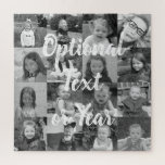 16 Photo Collage Script Text Jigsaw Puzzle<br><div class="desc">Add your favorite pics to this fun template. You can use Instagram photos or any photos for this grid.</div>