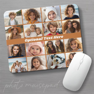 16 Photo Collage - Terra Cotta Chunky Text Mouse Pad