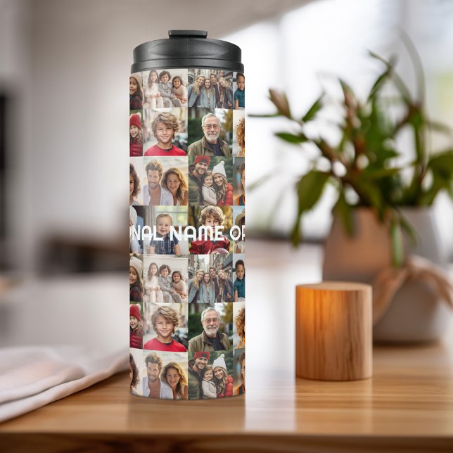 16 Photo Collage - You square photos or instagram Thermal Tumbler (Personalized Thermal Tumbler - Add Photos, Text - Customize Completely in the Advanced Design Area)