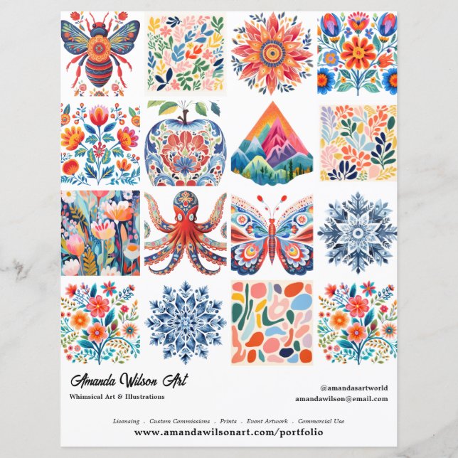 16 Photo Grid Art Portfolio Sell Sheet Template (Front)