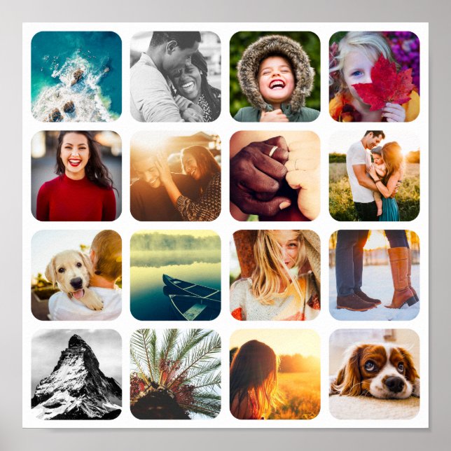 16 Photo Grid Wall Poster Template Collage (Front)
