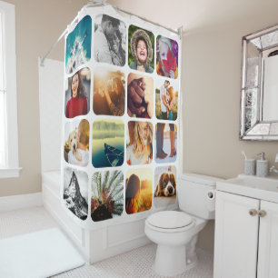 16 rideau de douche blanche arrondi Modèle photo