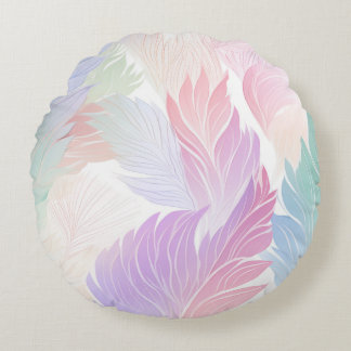 16" Round Throw Pillow, Pastel Leaves Pillow