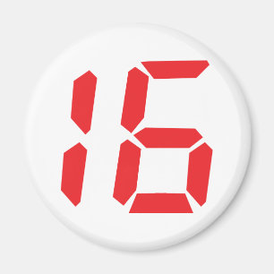 16 sixteen red alarm clock digital number magnet