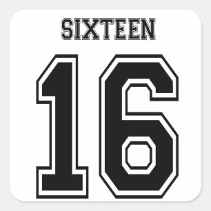 16 sixteen varsity num square sticker