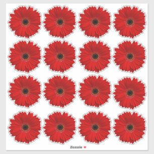 16 Stickers Kiss-Cut Fleur Gerbera Rouge