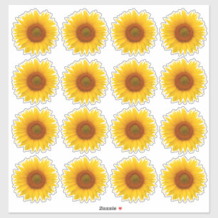 16 Stickers Tournesol Orange Jaune Kiss-Cut