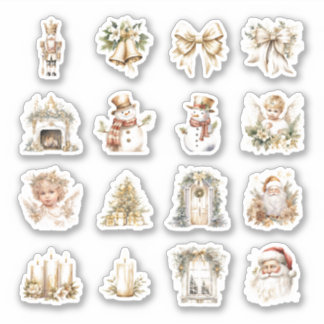 16 Stickers Vinyl Coupés Sur Mesure De Noël