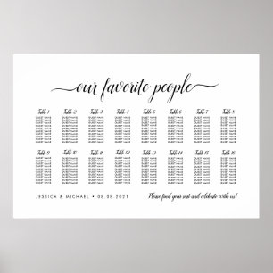 16 Table Elegant Our Favourite People Seating Char Poster