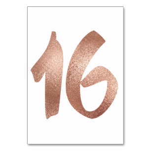 16 Table Number White Metallic Pink Rose Gold