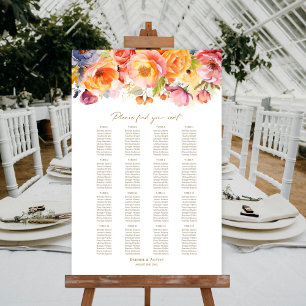 16 Table Spring Floral Wedding Seating Chart