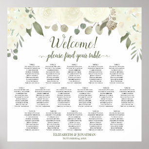 16 Tableau Sièges Mariages de roses blanches ivoir