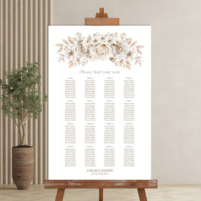 16 Tableau Tableau blanc Mariage floral (Créateur téléchargé)