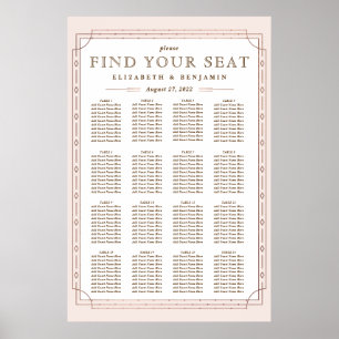 16 Tableaux   Art Déco Blush Rose Gold Foil Mariag
