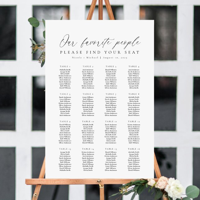 16 Tables Favorite People Acrylic Seating Chart (Créateur téléchargé)