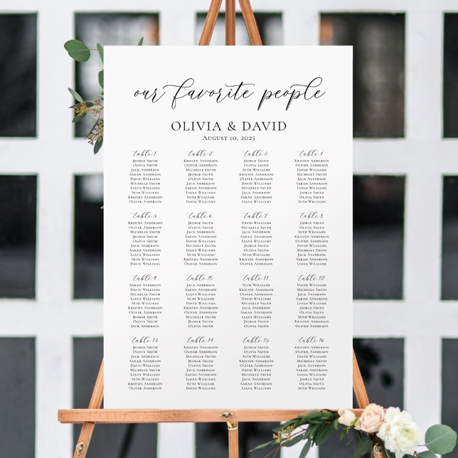 16 Tables Our Favourite People Seating Chart (Creator Uploaded)