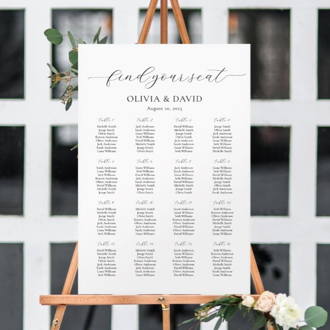 16 Tables Simple Our Favourite People Seating Char Poster (Creator Uploaded)