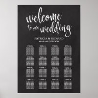 16 Tables Wedding Seating Chart Sign Chalkboard