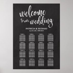 16 Tables Wedding Seating Chart Sign Chalkboard